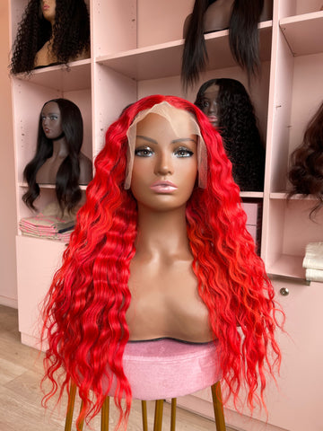 Transparent 13*4 Lace Frontal Wigs - Red