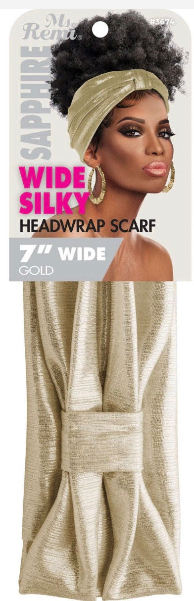 Ms Remi sapphire wide silky head wrap scarf