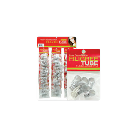 Filigree Tube Hair Decor - Silver 10mm