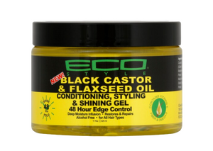 Eco Style Black Castor & Flaxseed Oil Conditioning, Styling, & Shining Gel [48 Hour Edge Control]