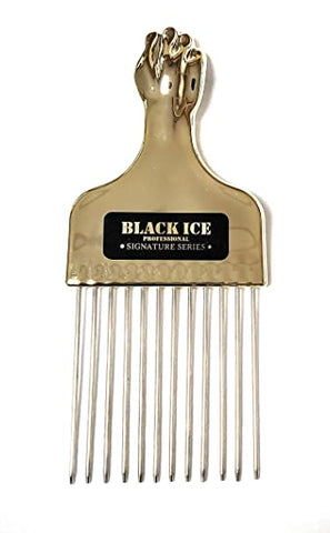 Black Ice Gold Metal Pick Comb